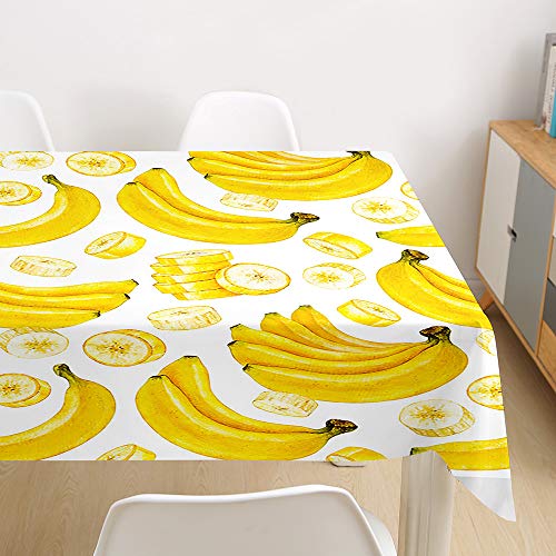 Oduo Tischdecke Wasserdicht Polyester Rechteckig, Tischdecke mit Fruchtdruck Pflegeleicht Fleckschutz Ölfest Abwaschbar Outdoor Garten Deko Farbe & Größe Wählbar (Banane,140x160cm) von Oduo