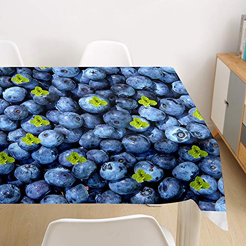 Oduo Tischdecke Wasserdicht Polyester Rechteckig, Tischdecke mit Fruchtdruck Pflegeleicht Fleckschutz Ölfest Abwaschbar Outdoor Garten Deko Farbe & Größe Wählbar (Blaubeerblätter,140x200cm) von Oduo