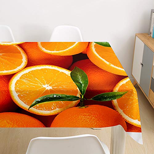 Oduo Tischdecke Wasserdicht Polyester Rechteckig, Tischdecke mit Fruchtdruck Pflegeleicht Fleckschutz Ölfest Abwaschbar Outdoor Garten Deko Farbe & Größe Wählbar (Orange,100x140cm) von Oduo