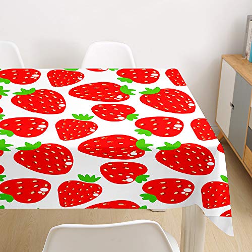 Oduo Tischdecke Wasserdicht Polyester Rechteckig, Tischdecke mit Fruchtdruck Pflegeleicht Fleckschutz Ölfest Abwaschbar Outdoor Garten Deko Farbe & Größe Wählbar (Rote Erdbeere,90x90cm) von Oduo