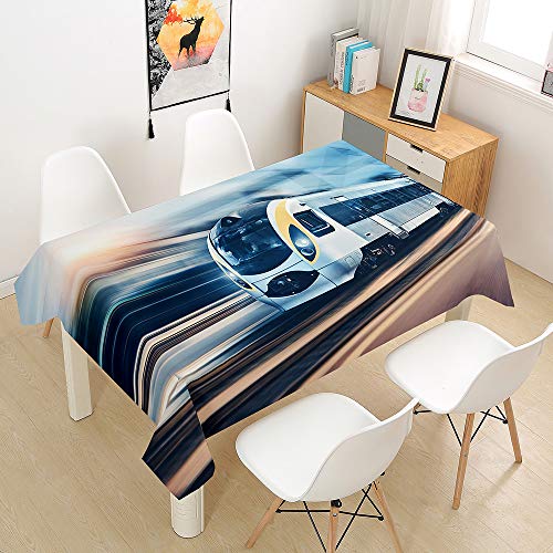 Oduo Tischdecke Wasserdicht Polyester Rechteckig, Zug-Druck Bedruckte Tischdecke Pflegeleicht Fleckschutz Ölfest Abwaschbar Garten Deko Farbe & Größe Wählbar (Alter Zug,90x90cm) von Oduo