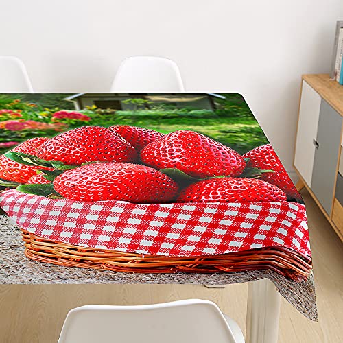 Oduo Tischtuch Pflegeleicht Polyester wasserdichte Rechteckige 3D Tischdecke Abwaschbar Wachstuch für Desktop Dekorative Tuch Hotel Bankett Party Garten (Obstgarten,140x220cm) von Oduo