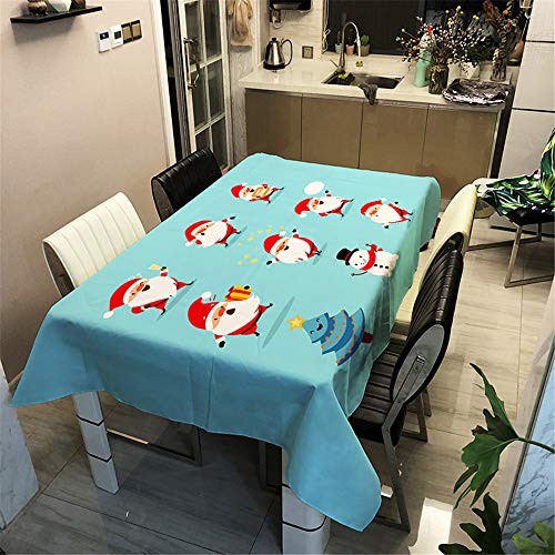 Oduo Weihnachten Tischdecke Wasserdicht Polyester Rechteckig, Blauer lustiger roter Weihnachtsmann Pflegeleicht Fleckschutz Ölfest Abwaschbar Küche Outdoor Garten Deko Mehrzweck (60x60cm,A) von Oduo