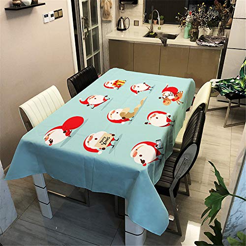 Oduo Weihnachten Tischdecke Wasserdicht Polyester Rechteckig, Blauer lustiger roter Weihnachtsmann Pflegeleicht Fleckschutz Ölfest Abwaschbar Küche Outdoor Garten Deko Mehrzweck (60x60cm,B) von Oduo