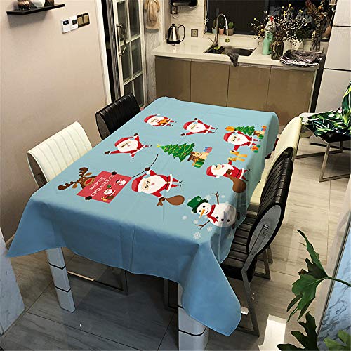 Oduo Weihnachten Tischdecke Wasserdicht Polyester Rechteckig, Blauer lustiger roter Weihnachtsmann Pflegeleicht Fleckschutz Ölfest Abwaschbar Küche Outdoor Garten Deko Mehrzweck (60x60cm,C) von Oduo