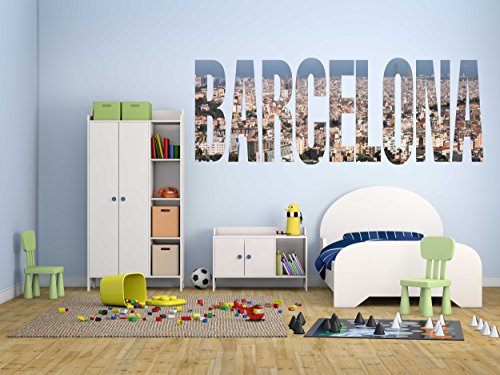 Aufkleber Wand 3d Barcelona Buchstaben verschiedene Maßnahmen | Wandtattoo robust und leicht Design | multicolor|pegatina Adhesive Dekorative von Anwendung elegante| 80x30cm von Oedim