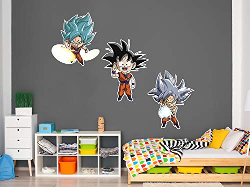 Wandaufkleber aus Vinyl, Dragon Ball Super Fases Goku | Offizielles Produkt | 100 x 60 cm | Originalprodukte | Vinyl-Aufkleber | Dekoration | DBS von Oedim