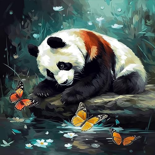 5D Diamond Painting Kits Cute Animal Butterfly and Giant Panda-7 Round Full Drill Art Diamond Painting Kit DIY Diamond Painting Suitable for Home Adults Children's Room Wall Decorating 11.8x15.7 von OfFsum