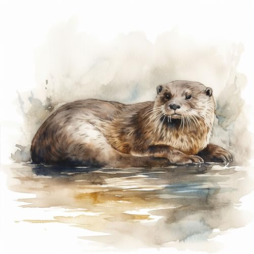 OfFsum Malen nach Zahlen für Erwachsene Kinder Anfänger Aquarell Otter Tier 12 DIY Acryl Malen nach Zahlen Kits mit Pinseln Acrylpigment Heimdekoration Brithday Geschenke 40,6 x 50,8 cm von OfFsum