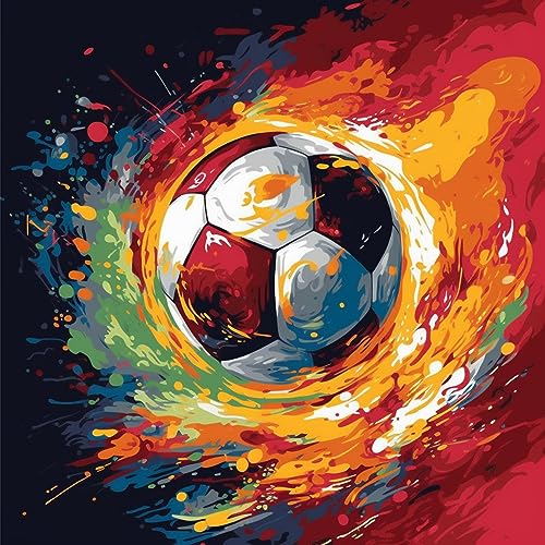 OfFsum Malen nach Zahlen für Erwachsene Kinder Anfänger Kunst Flamme Fußball 20 DIY Acryl Malen nach Zahlen Kits mit Pinseln Acrylpigment Heimdekoration Brithday Geschenke 40,6 x 50,8 cm von OfFsum