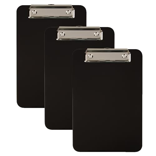 Office Depot® Memo-Klemmbrett aus Kunststoff, 15,2 x 22,9 cm, Schwarz, 3 Stück von Office Depot