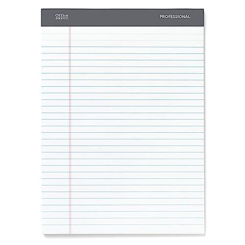 Office Depot® Perforierter Notizblock, 21,6 x 29,5 cm, breit liniert, 200 Seiten (100 Blatt), Weiß von Office Depot