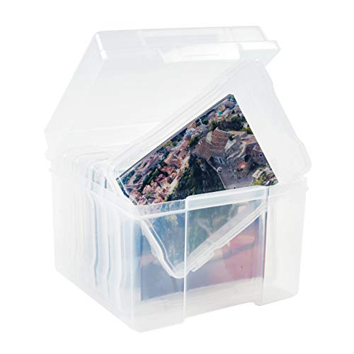 Office Mania - 4R Foto- & Bastelkoffer - Transparente Organizer-Aufbewahrungsbox mit Etiketten von Office Mania