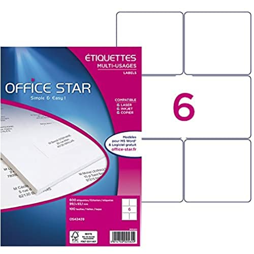 Office Star Bôite 600, Universal-Etiketten, 99, 1 x 93,1 mm von Office Star Products