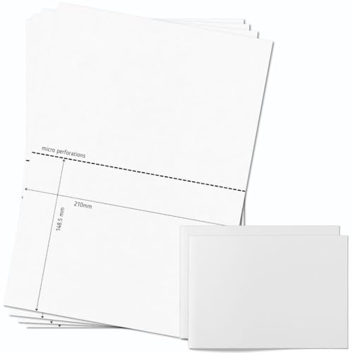 OfficeGear A5 Karten (110 Stück) 210mm x 148mm bedruckbare Karten für Flyer, Einladungen, Menüs 2 Karten pro weißem A4-Bogen 170 gsm 55 Blatt von OfficeGear