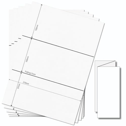 OfficeGear ZFold TriFold Menü-Flyerkarten, 1 Up [25 Blatt – 25 Karten] perforiert bedruckbar, A4, 150 g/m², 3-teilige Klappkarten für Restaurant-Menüs, Broschüren inkl. herunterladbarer Designvorlage von OfficeGear