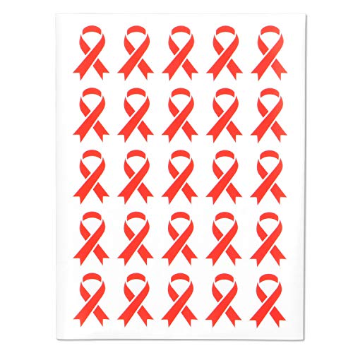 Red Ribbon Bewusstseinsaufkleber – 5 x 3,6 cm, 300 Etiketten – Sagen Sie Nein zur Drogenprävention, Kampf gegen HIV & AIDS, Bewusstsein und Spendenaktion für Herzkrankheiten, Schlaganfall, von OfficeSmartLabels