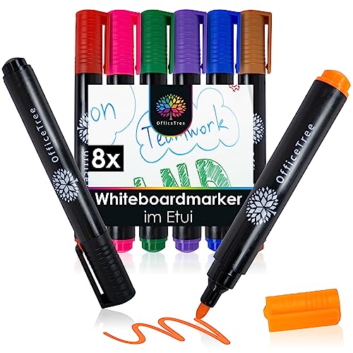 OfficeTree 8x Whiteboard Stifte Bunt - Whiteboard Marker abwischbar - Dry Erase Marker - Abwischbare Stifte fürs Whiteboard - Non Permanent Marker - Boardmarker abwischbar von OfficeTree