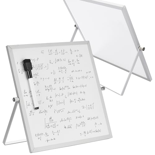 Office World Range Magnethaftende Tafel mit Eisenrahmen und Ständer - White Double Sided Tafel inkl. 1 Marker mit Radiergummi - Büro, Klassenzimmer und zu Hause - 25x25 cm von OfficeWorld Range