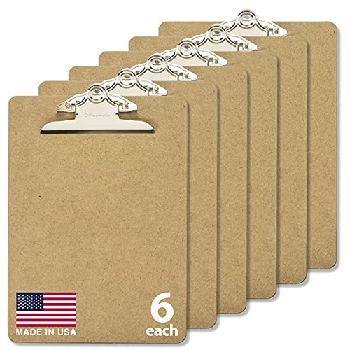 Officemate Letter Size Wood Clipboards, 6 Inch Clip, 6 Pack Clipboard, Brown (83706) von Officemate