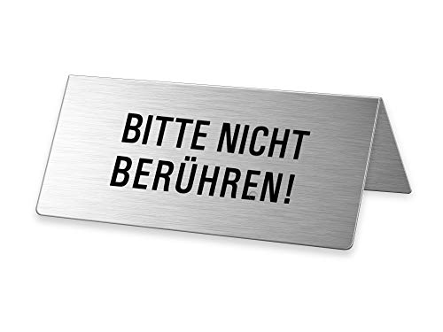 Tischaufsteller Bitte nicht Berühren 85x40 mm Tischschild aus Edelstahl Nr.2668-1 von OFFORM DESIGN