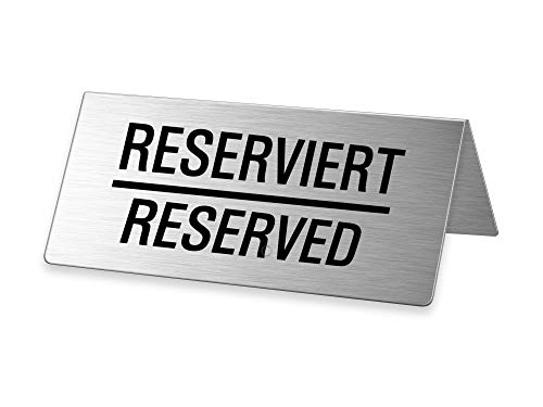 Ofform Restaurantschild | Tischschild aus Edelstahl "Reserviert/Reserved" | 85x40 mm | 1 Stück | Nr.2691-1 von OFFORM DESIGN