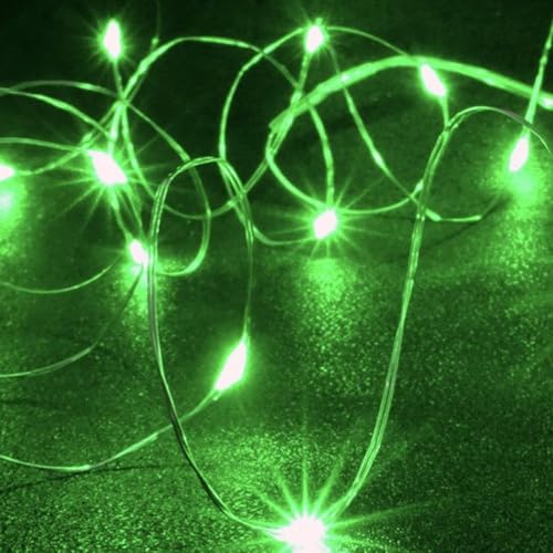 Glow String Lights - Drahtbeleuchtung Lichterkette mit 20 LED Batteriebetrieben 200cm - Lichterkette Weihnachtsbeleuchtung - Partylichter - DIY Kostüm Kleidung Karneval Beleuchtung (Grün) von Ogarden