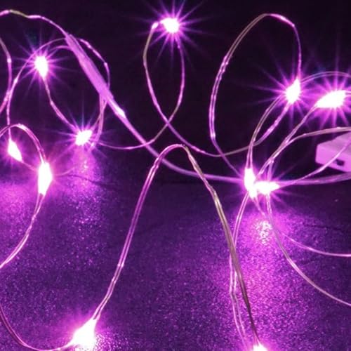 Glow String Lights - Drahtbeleuchtung Lichterkette mit 20 LED Batteriebetrieben 200cm - Lichterkette Weihnachtsbeleuchtung - Partylichter - DIY Kostüm Kleidung Karneval Beleuchtung (Rosa) von Ogarden