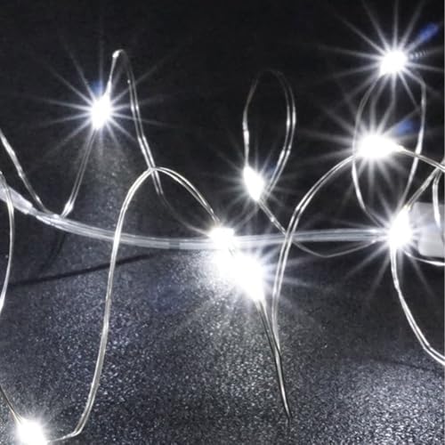 Glow String Lights - Drahtbeleuchtung Lichterkette mit 20 LED Batteriebetrieben 200cm - Lichterkette Weihnachtsbeleuchtung - Partylichter - DIY Kostüm Kleidung Karneval Beleuchtung (Weiß) von Ogarden