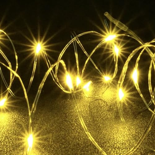 Glow String Lights - Drahtbeleuchtung Lichterkette mit 20 LED Batteriebetrieben 200cm - Lichterkette Weihnachtsbeleuchtung - Partylichter - DIY Kostüm Kleidung Karneval Lichter (Gelb) von Ogarden