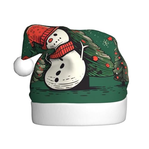 Ogniwo Weihnachtsmütze für Erwachsene, Plüsch-Weihnachtsmütze mit Pompon auf der Oberseite für Weihnachtsmann-Kostümparty, Weihnachtsfeiertagsdruck von Ogniwo