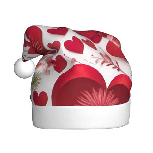 Ogniwo Weihnachtsmütze mit rotem Herz und Blume, Weihnachtsmütze für Erwachsene, Damen, Herren, Weihnachtsmütze für Neujahr, Urlaub, Kostümparty von Ogniwo