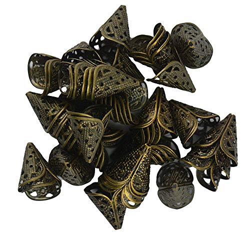 Ogquaton Blumenförmige Perle Filigrane Blumenschale Geformte Perlenkappen Caps DIY Zubehör für Schmuckherstellung Bronze 50 Pcs von Ogquaton