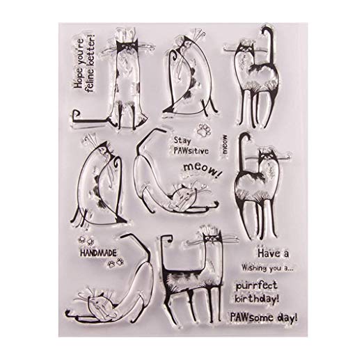 Ogquaton Katze Silikon Clear Stamp Seal DIY Scrapbook Präge Album Decor Craft Art bequem und praktisch von Sattie