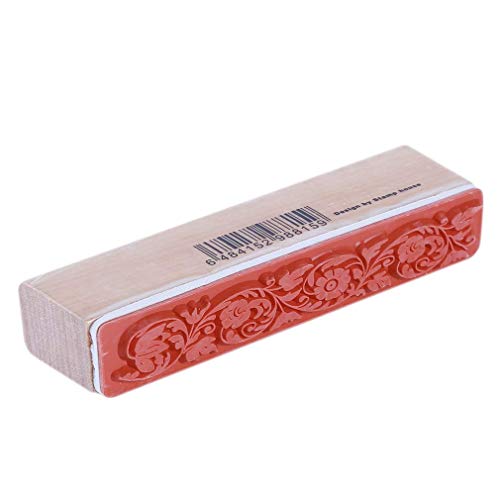 Ogquaton Retro Vintage Blumenmuster Rechteck aus Holz Stempel Lace Border Scrapbook Craft, rot langlebig und praktisch von Ogquaton