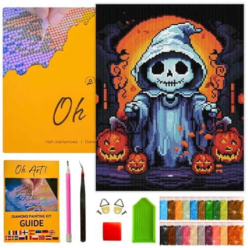 Oh Art!.! Diamond Painting Set für Erwachsene Diamant Painting Bilder Kit Kreatives DIY Bastelset 40 x 30 cm Leinwand inkl. Werkzeuge Perfekt für Heimdekoration und Hobbymaler Halloween ghost von Oh Art!