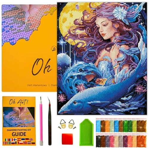 Oh Art!.! Diamond Painting Set für Erwachsene Diamant Painting Bilder Kit Kreatives DIY Bastelset 40 x 50 cm Leinwand inkl. Werkzeuge Perfekt für Heimdekoration und Hobbymaler Moon Mermaid von Oh Art!