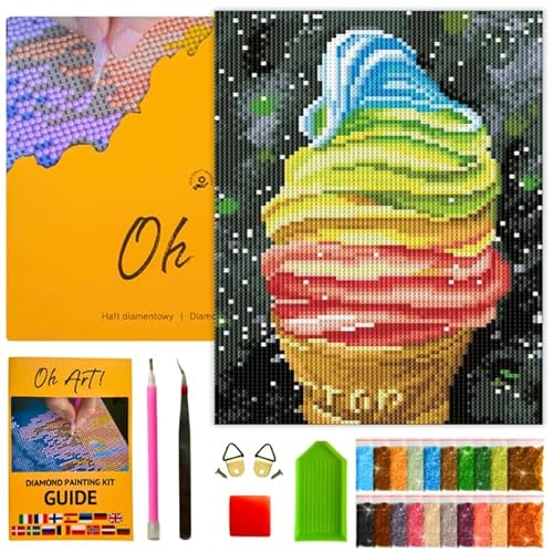 Oh Art! 5D Diamond Painting Kinder Set DIY Cartoon Diamant Painting Bilder DIY Full Drill Diamant Malerei Kit Deko fürs Kinderzimmer 30 x 20 cm Colourful ice cream von Oh Art!