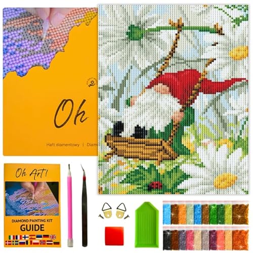 Oh Art! 5D Diamond Painting Kinder Set DIY Cartoon Diamant Painting Bilder DIY Full Drill Diamant Malerei Kit Deko fürs Kinderzimmer 30 x 20 cm Dwarf and daisies von Oh Art!