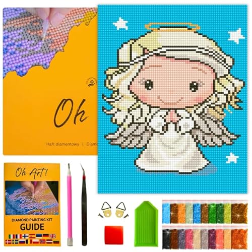 Oh Art! 5D Diamond Painting Kinder Set DIY Cartoon Diamant Painting Bilder DIY Full Drill Diamant Malerei Kit Deko fürs Kinderzimmer 30 x 20 cm Little angel von Oh Art!