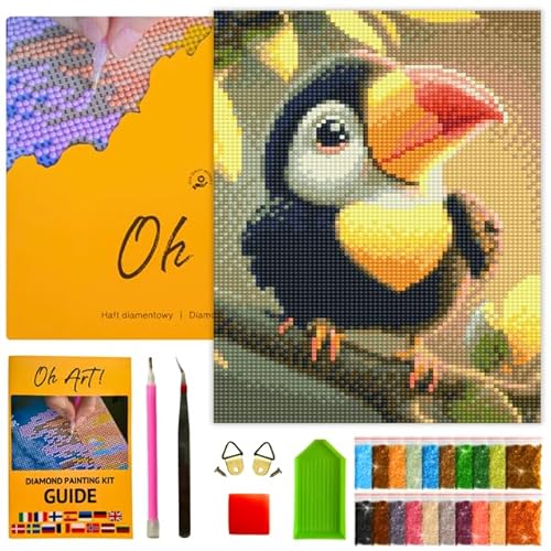 Oh Art! 5D Diamond Painting Kinder Set DIY Cartoon Diamant Painting Bilder DIY Full Drill Diamant Malerei Kit Deko fürs Kinderzimmer 30 x 20 cm Little toucan von Oh Art!