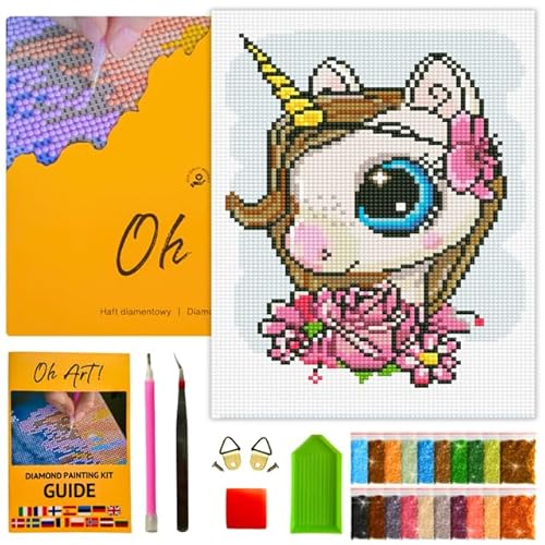 Oh Art! 5D Diamond Painting Kinder Set DIY Cartoon Diamant Painting Bilder DIY Full Drill Diamant Malerei Kit Deko fürs Kinderzimmer 30 x 20 cm The little unicorn von Oh Art!