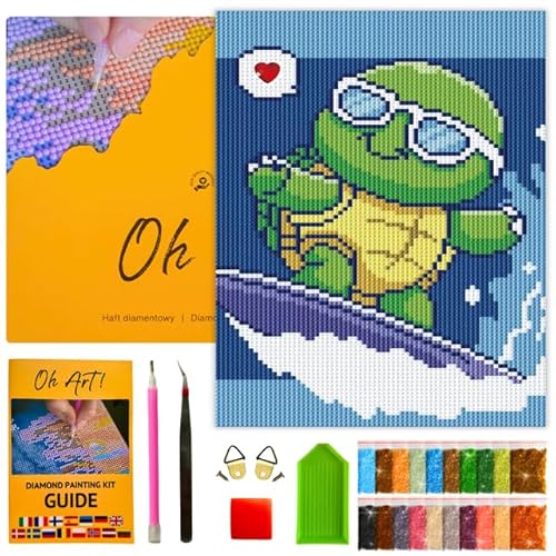 Oh Art! 5D Diamond Painting Kinder Set DIY Cartoon Diamant Painting Bilder DIY Full Drill Diamant Malerei Kit Deko fürs Kinderzimmer 30 x 20 cm Turtle on the waves von Oh Art!