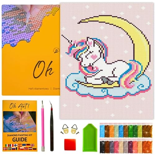 Oh Art! 5D Diamond Painting Kinder Set DIY Cartoon Diamant Painting Bilder DIY Full Drill Diamant Malerei Kit Deko fürs Kinderzimmer 30 x 20 cm Unicorn on the moon von Oh Art!