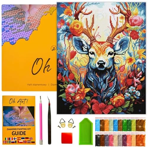 Oh Art! 5D Diamond Painting Set DIY Bastelset Mit Rahmen für Erwachsene und Kinder Diamont Painting Bilder Diamant Painting für Zuhause Dekor 40 x 50 cm Magic Deer von Oh Art!