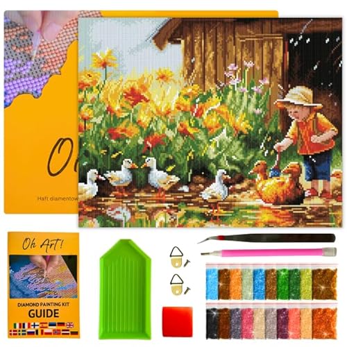 Oh Art! 5D Diamond Painting Set für Erwachsene und Kinder Mit Leinwand Gespannt Auf Rahmen DIY Diamantmosaik Diamant Bilder Perfekt für Geschenk Zuhause Wanddekoration 40 x 50 cm Rural adventure von Oh Art!