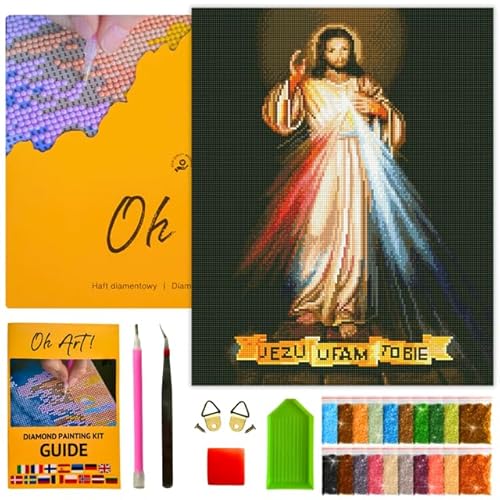 Oh Art! Diamond Painting Diamantmosaik Diamant Bilder Set 5D Mit Rahmen DIY Stickerei Nach Zahlen Erwachsene Leinwand 40 x 50 cm The forgiveness of Jesus von Oh Art!