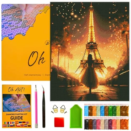 Oh Art! Diamond Painting Erwachsene 40 x 50 cm Mit Rahmen Ganze Leinwand gespannt DIY Set Basteln Stickerei Malerei Kits Dekor Journey to Paris von Oh Art!