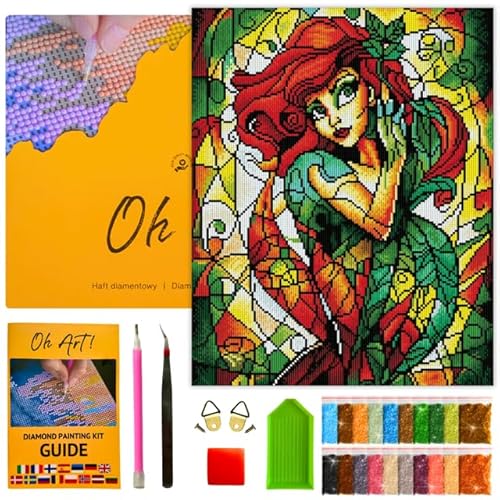 Oh Art! Diamond Painting Erwachsene 40 x 50 cm Mit Rahmen Ganze Leinwand gespannt DIY Set Basteln Stickerei Malerei Kits Dekor Stained-glass Woman von Oh Art!