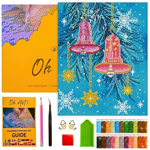 Oh Art! Diamond Painting Set für Erwachsene Diamant Painting Bilder Kit Kreatives DIY Bastelset 30 x 40 cm Leinwand inkl. Werkzeuge Perfekt für Heimdekoration und Hobbymaler Christmas bells von Oh Art!